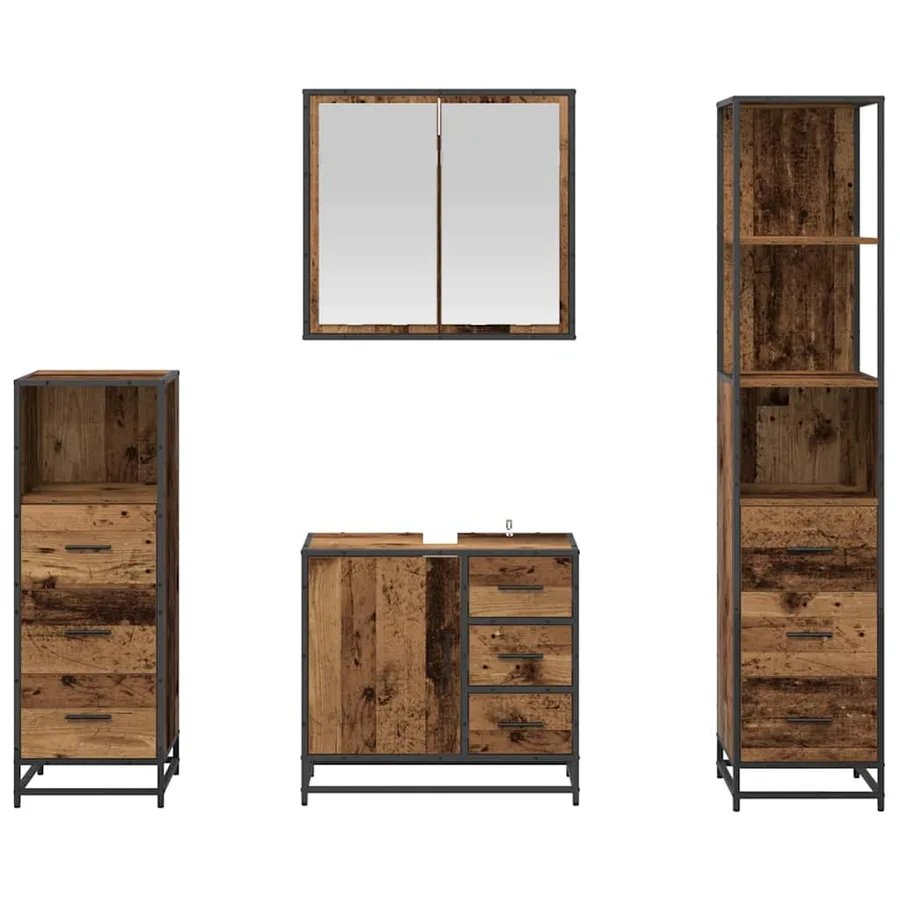 Ensemble de mobilier de salle de bain 4 pcs Bois Ancien - 9