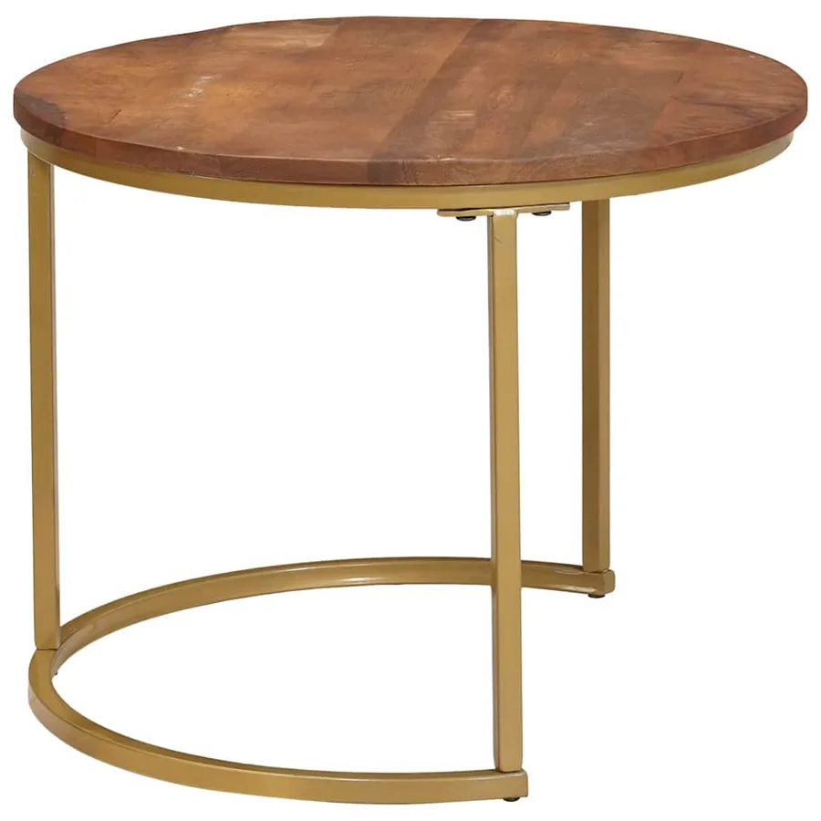 Tables basses gigognes 3 pcs Bois de mangue massif et acier - 7