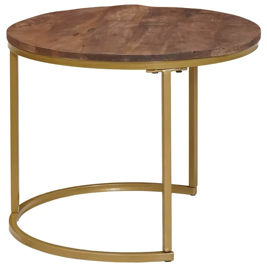 Tables basses gigognes 3 pcs Bois de mangue massif et acier - 7
