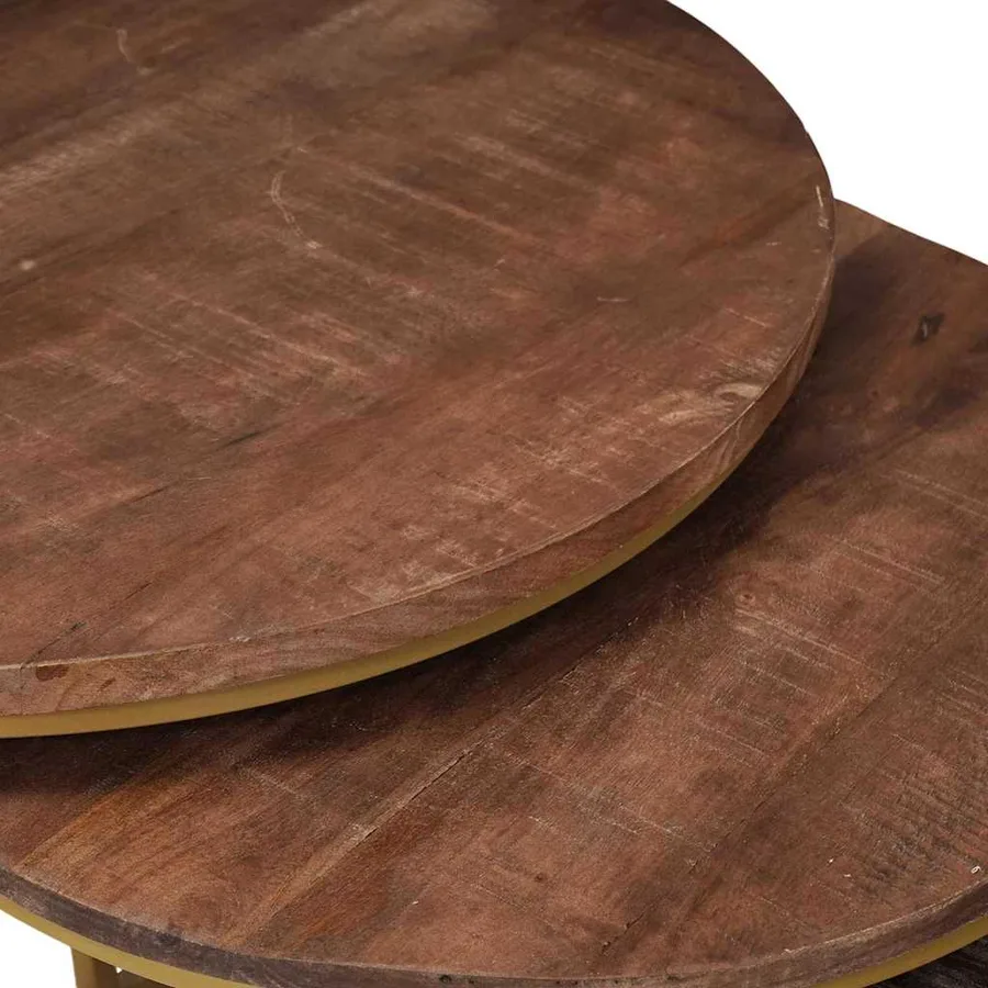 Tables basses gigognes 3 pcs Bois de mangue massif et acier - 9