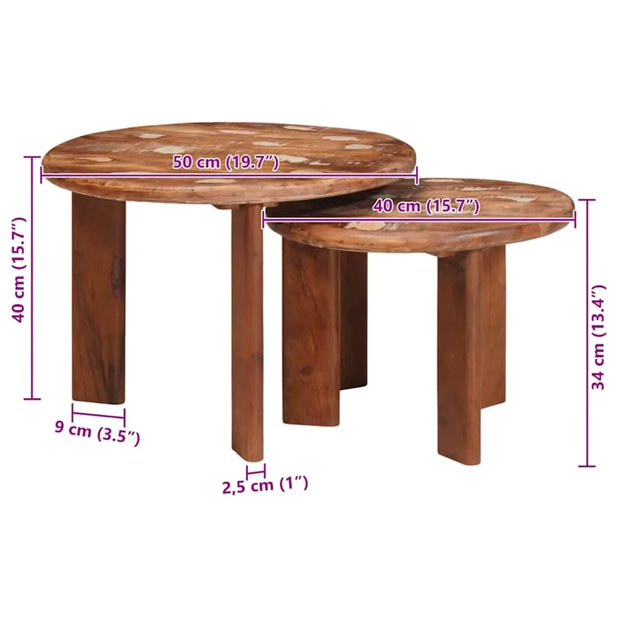 Tables basses gigognes 2 pcs Multicolore Bois massif recyclé - 10