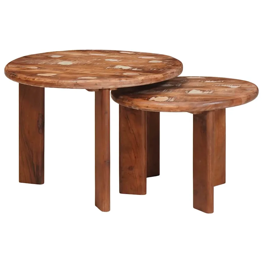 Tables basses gigognes 2 pcs Multicolore Bois massif recyclé - 3
