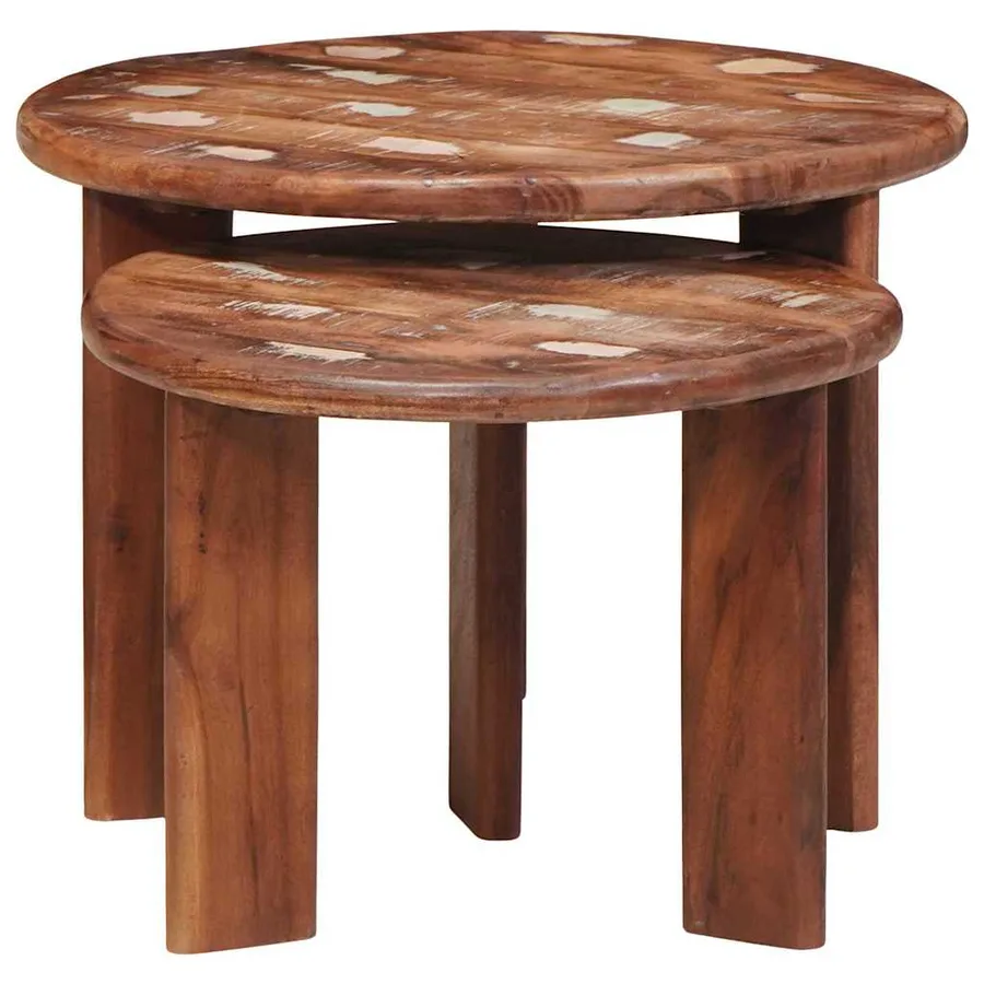 Tables basses gigognes 2 pcs Multicolore Bois massif recyclé - 4