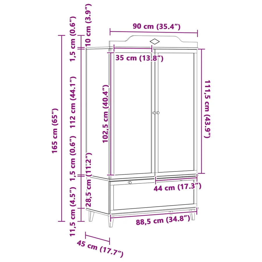 Armoire Tableau Noir ROROS Gris et blanc 90 x 45 x 165 cm - 12