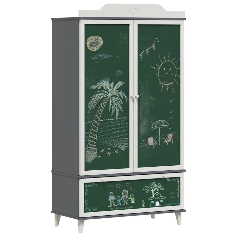 Armoire Tableau Noir ROROS Gris et blanc 90 x 45 x 165 cm - 3