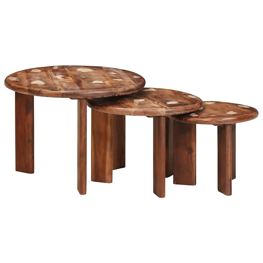 Tables basses gigognes 3 pcs Multicolore Bois massif recyclé