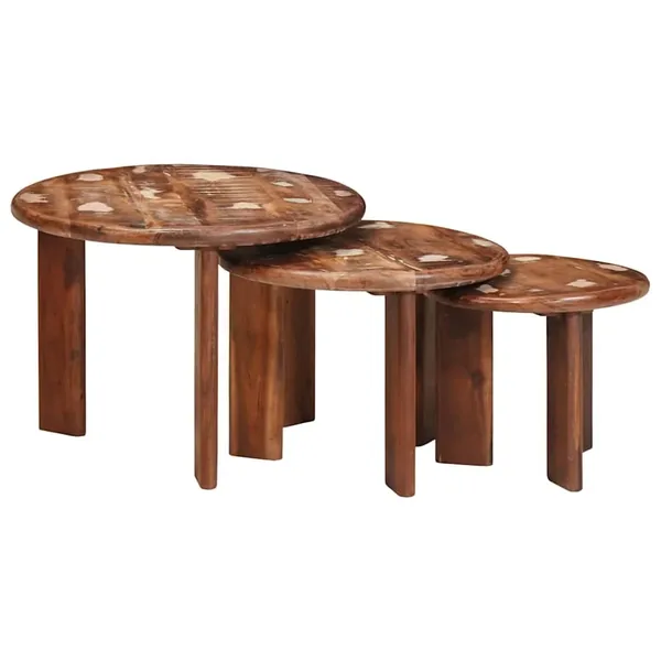 Tables basses gigognes 3 pcs Multicolore Bois massif recyclé