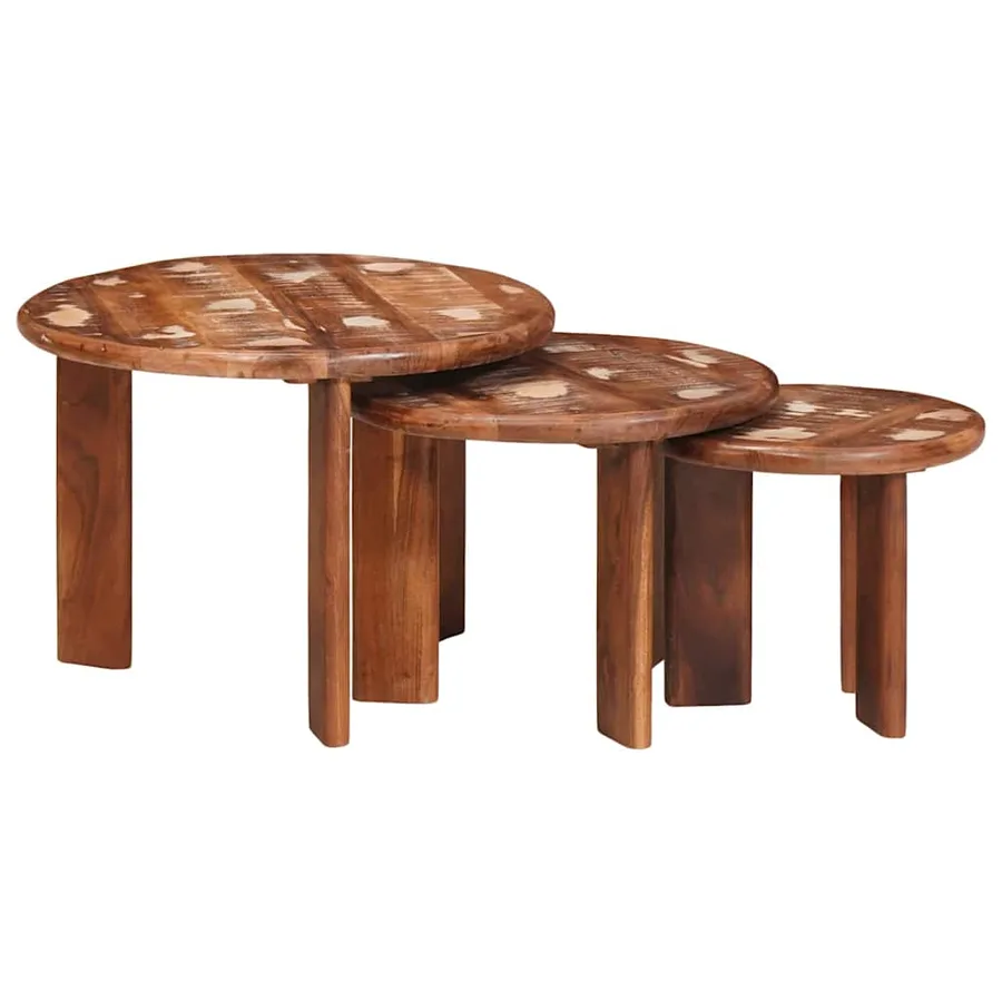 Tables basses gigognes 3 pcs Multicolore Bois massif recyclé - 2