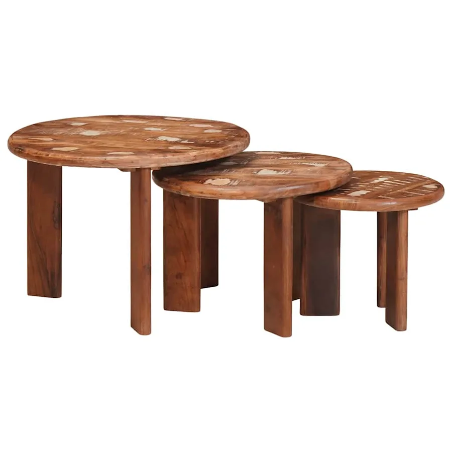 Tables basses gigognes 3 pcs Multicolore Bois massif recyclé - 3