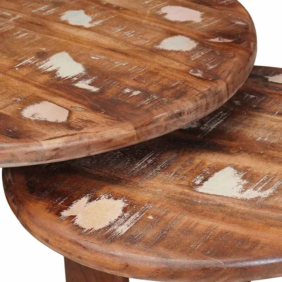 Tables basses gigognes 3 pcs Multicolore Bois massif recyclé - 8