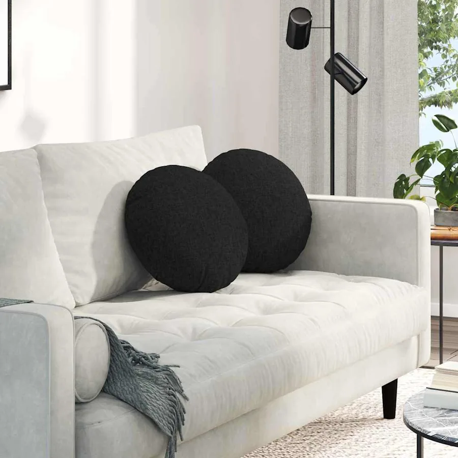 Coussins de siège 2 pcs Noir Ø40 x 13 cm tissu