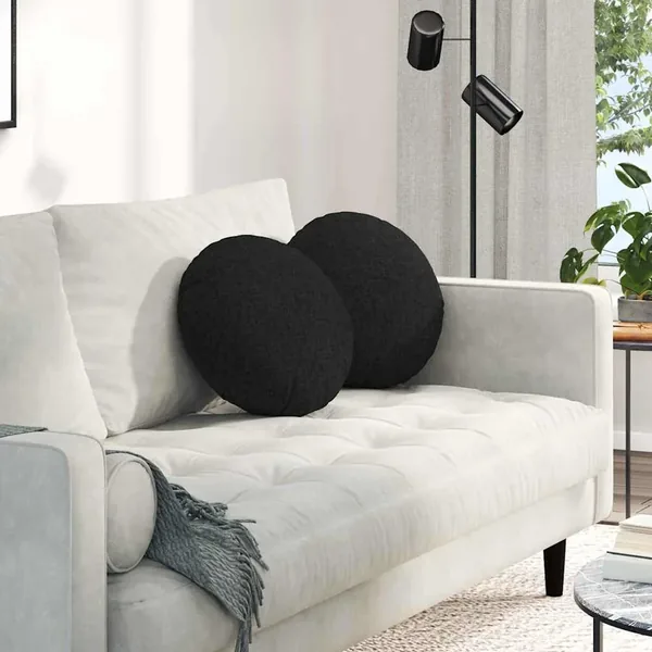 Coussins de siège 2 pcs Noir Ø40 x 13 cm tissu
