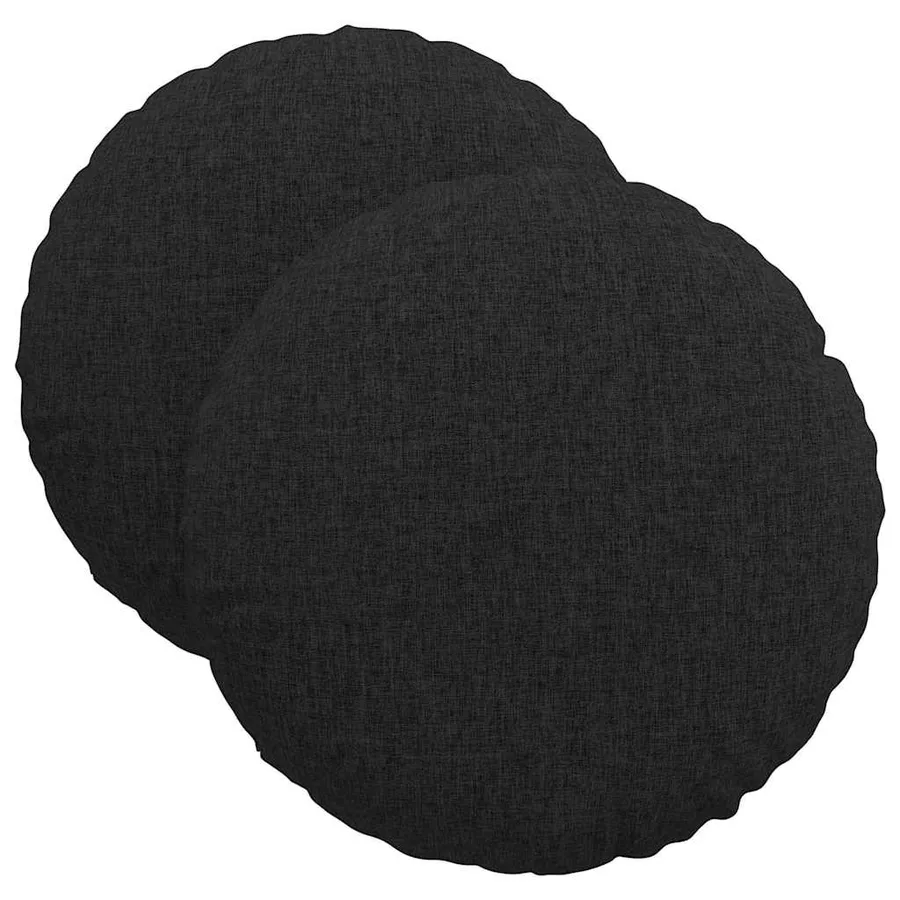 Coussins de siège 2 pcs Noir Ø40 x 13 cm tissu - 2