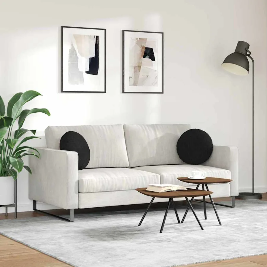 Coussins de siège 2 pcs Noir Ø40 x 13 cm tissu - 4