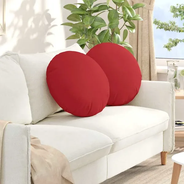 Coussins de siège 2 pcs Rouge Ø50 x 19 cm tissu
