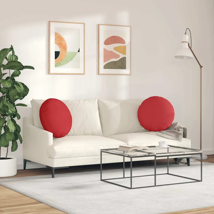 Coussins de siège 2 pcs Rouge Ø50 x 19 cm tissu - 4