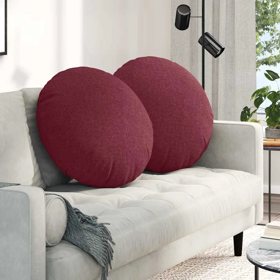 Coussins de siège 2 pcs Bordeaux Ø60 x 21 cm tissu