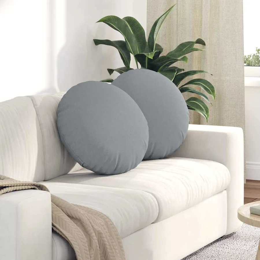 Coussins de siège 2 pcs Gris clair Ø50 x 19 cm tissu