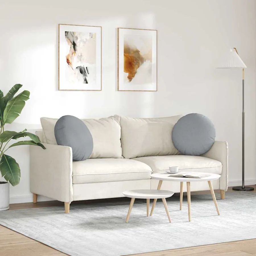 Coussins de siège 2 pcs Gris clair Ø50 x 19 cm tissu - 4