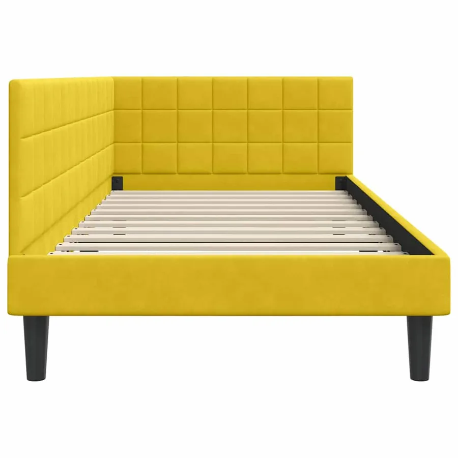 Cadre de lit d'angle Jaune 90 cm x 200 cm Velours - 6