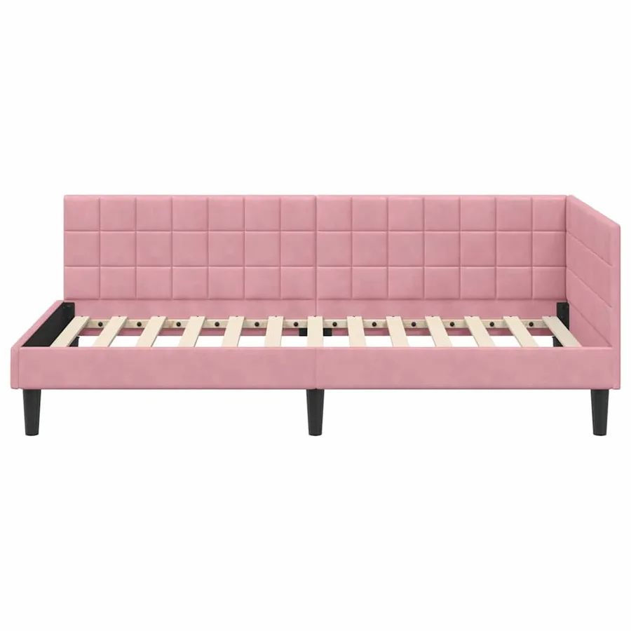 Cadre de lit d'angle Rose 100 cm x 200 cm Velours - 5
