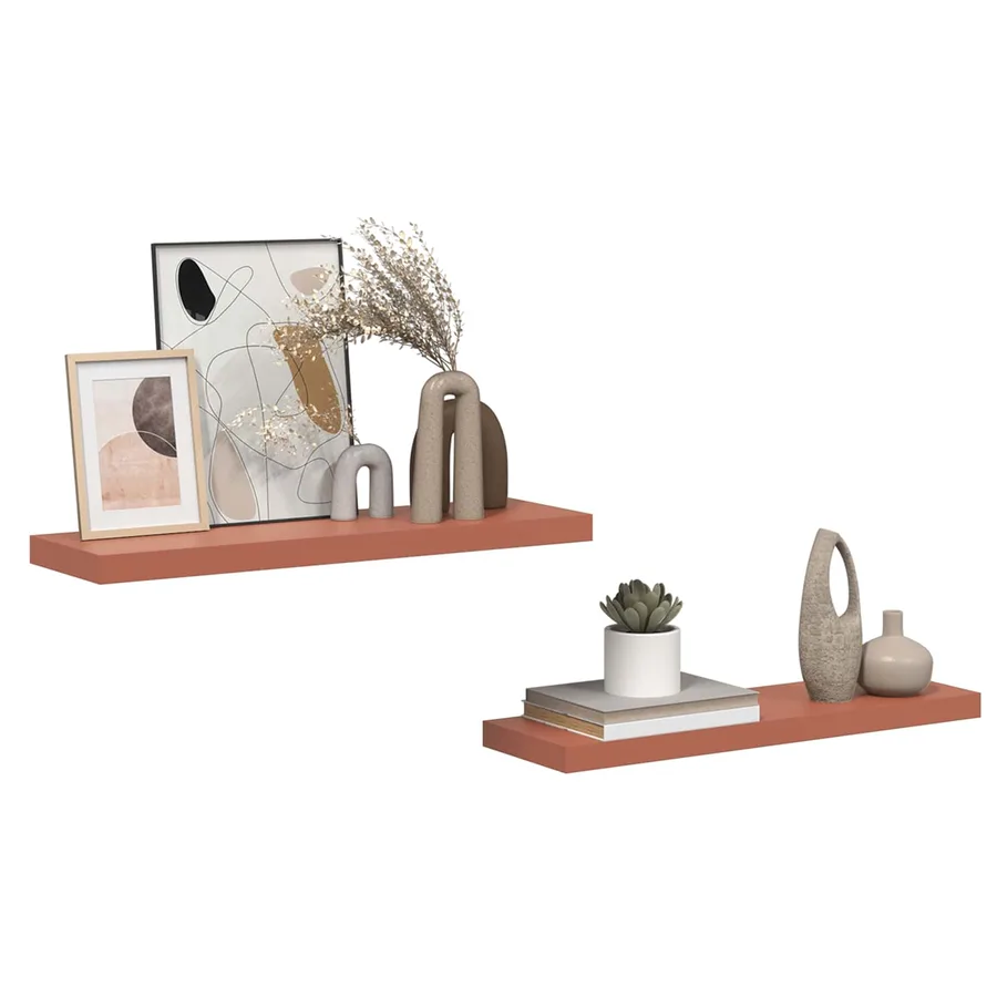 Étagère Murale 2 pcs Rouge 80 x 23,5 x 4 cm Bois d'ingénierie - 3