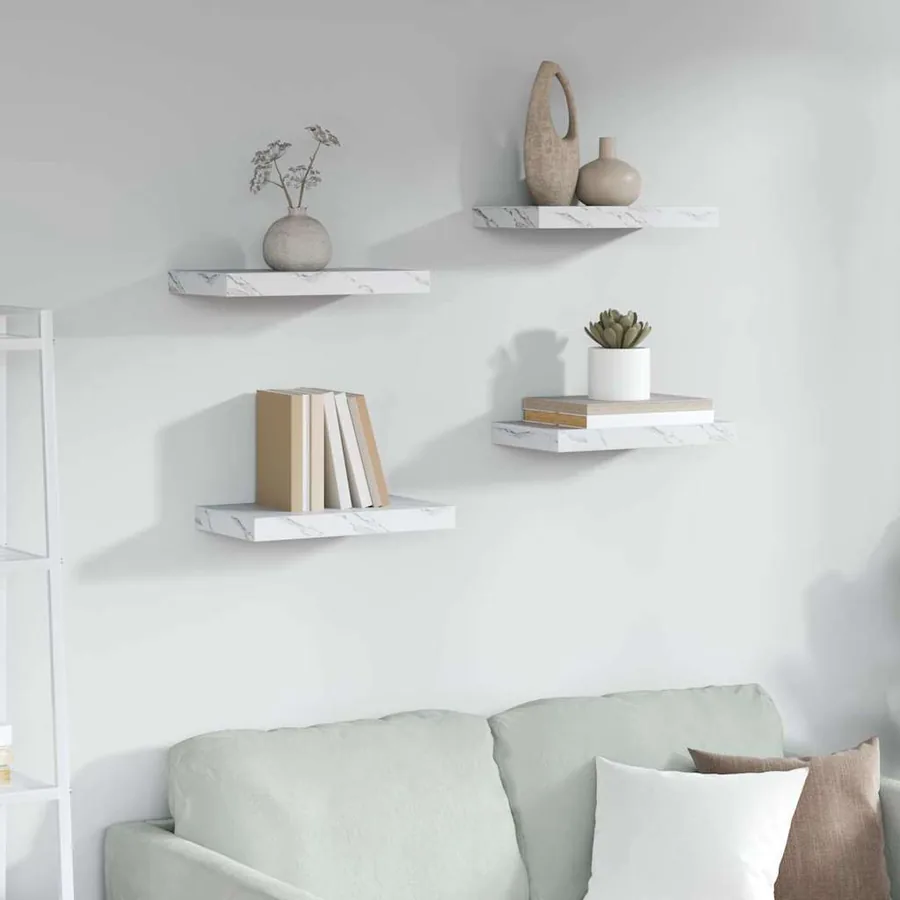 Étagère Murale 4 pcs Marbre blanc 40 x 23,5 x 4 cm