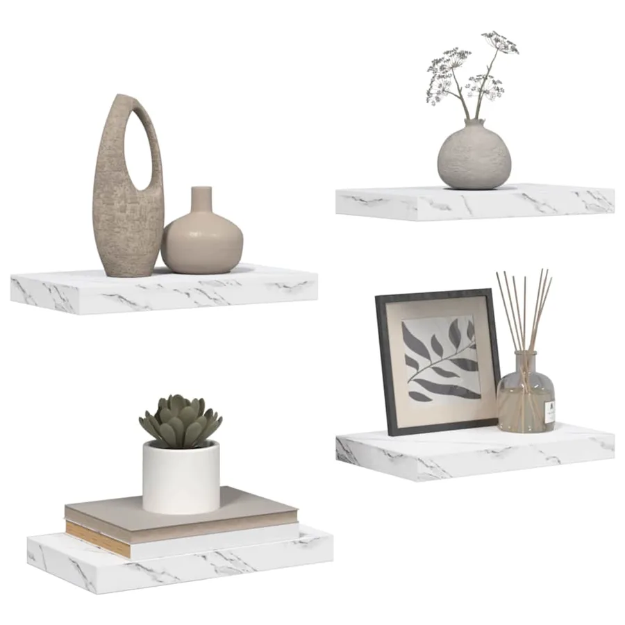 Étagère Murale 4 pcs Marbre blanc 40 x 23,5 x 4 cm - 3