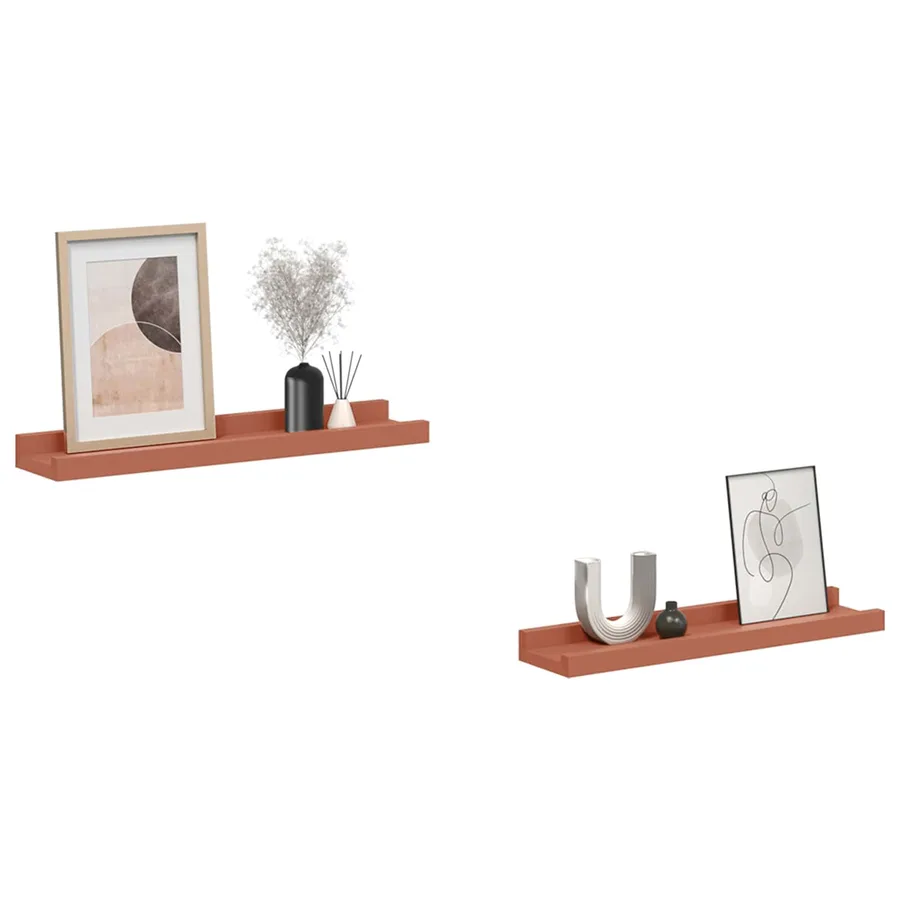 Étagère Murale Montage mural 2 pcs Rouge 40 x 9 x 3 cm - 3