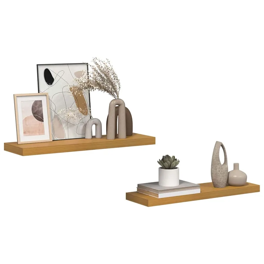 Étagère Murale 2 pcs Beige 80 x 23,5 x 4 cm Bois d'ingénierie - 3