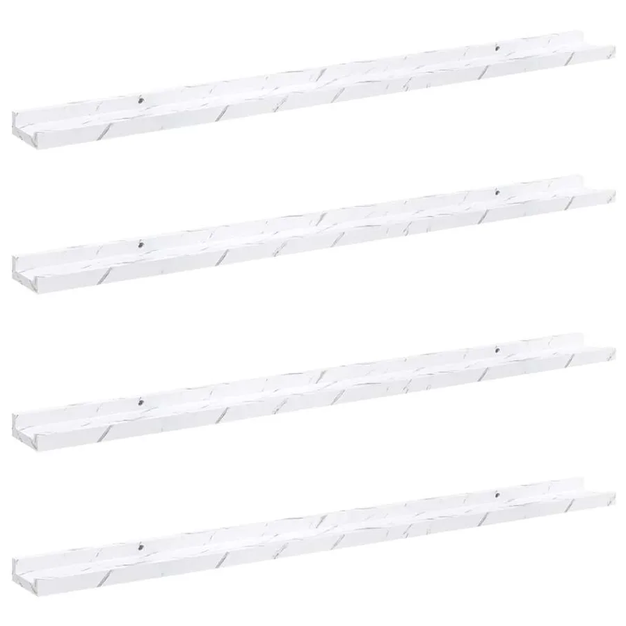 Étagère Murale Montage mural 4 pcs Marbre blanc 100 x 9 x 3 cm - 2