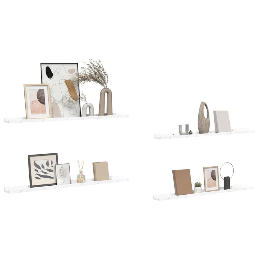 Étagère Murale Montage mural 4 pcs Marbre blanc 100 x 9 x 3 cm - 3