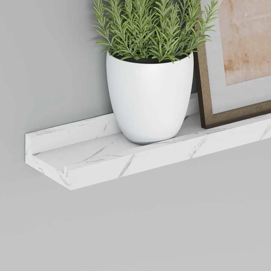 Étagère Murale Montage mural 4 pcs Marbre blanc 100 x 9 x 3 cm - 5