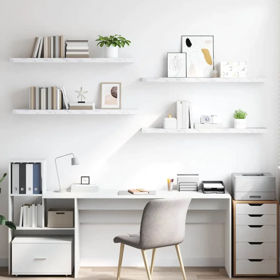 Étagère Murale 4 pcs Marbre blanc 120 x 23,5 x 4 cm - 4