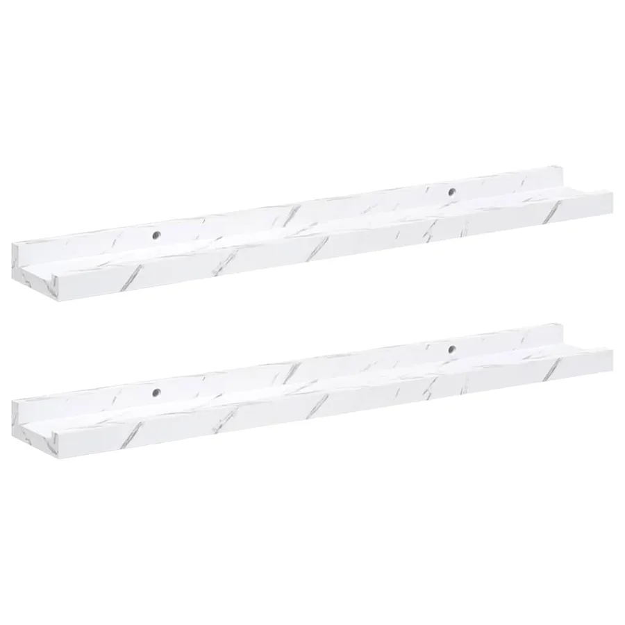 Étagère Murale Montage mural 2 pcs Marbre blanc 60 x 9 x 3 cm - 2