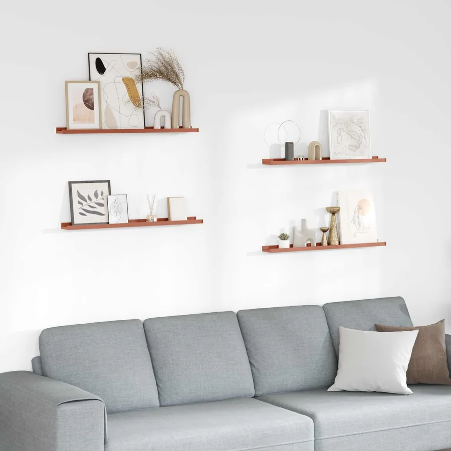 Étagère Murale Montage mural 4 pcs Rouge 80 x 9 x 3 cm