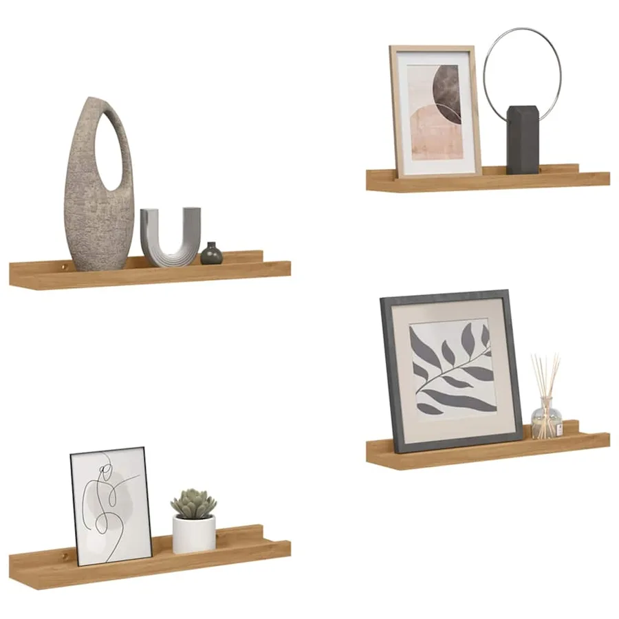 Étagère Murale Montage mural 4 pcs Marron 60 x 9 x 3 cm - 3