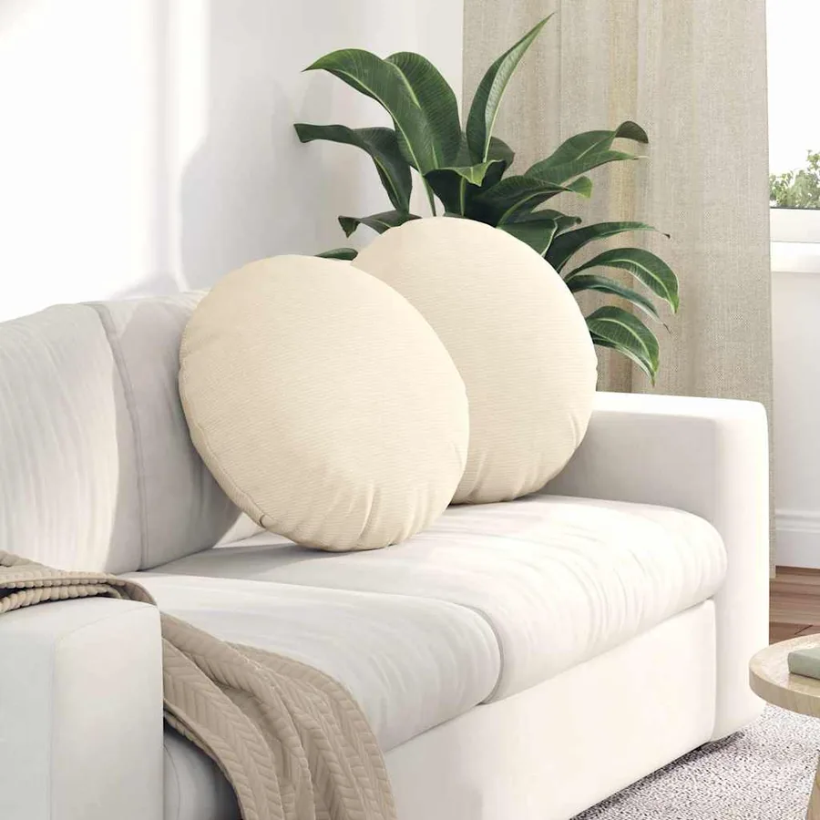 Coussins de siège 2 pcs Crème Ø50 x 19 cm