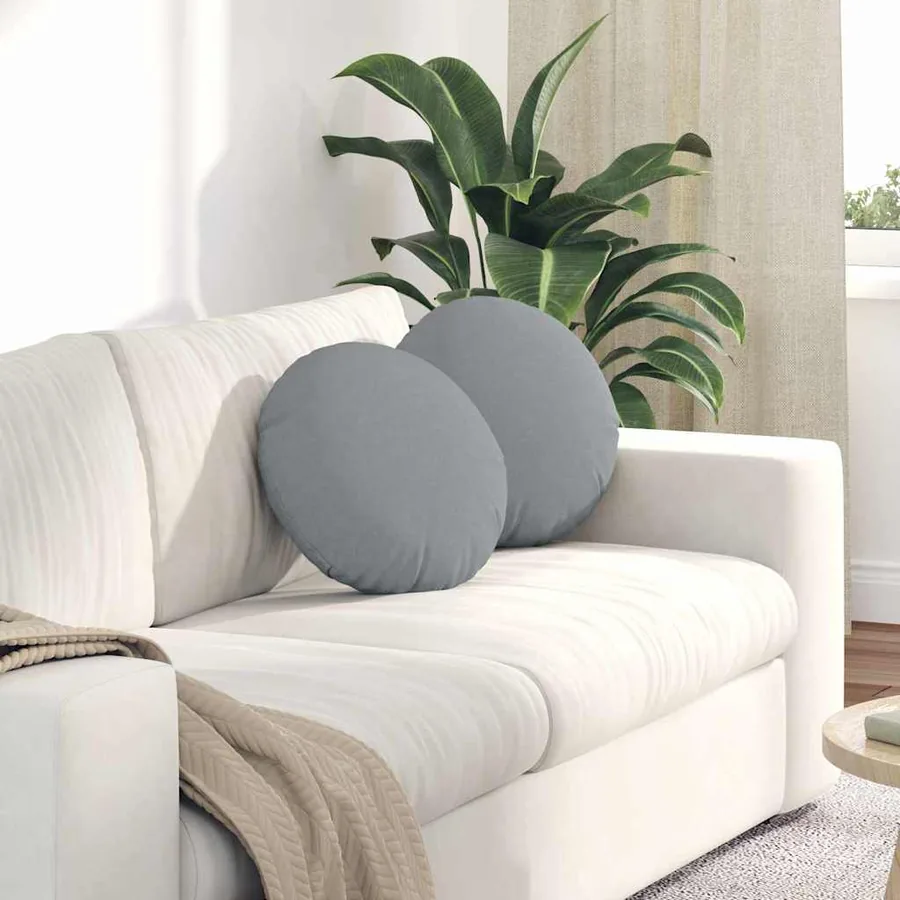 Coussins de siège 2 pcs Gris clair Ø40 x 13 cm tissu