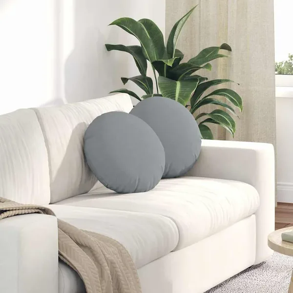 Coussins de siège 2 pcs Gris clair Ø40 x 13 cm tissu