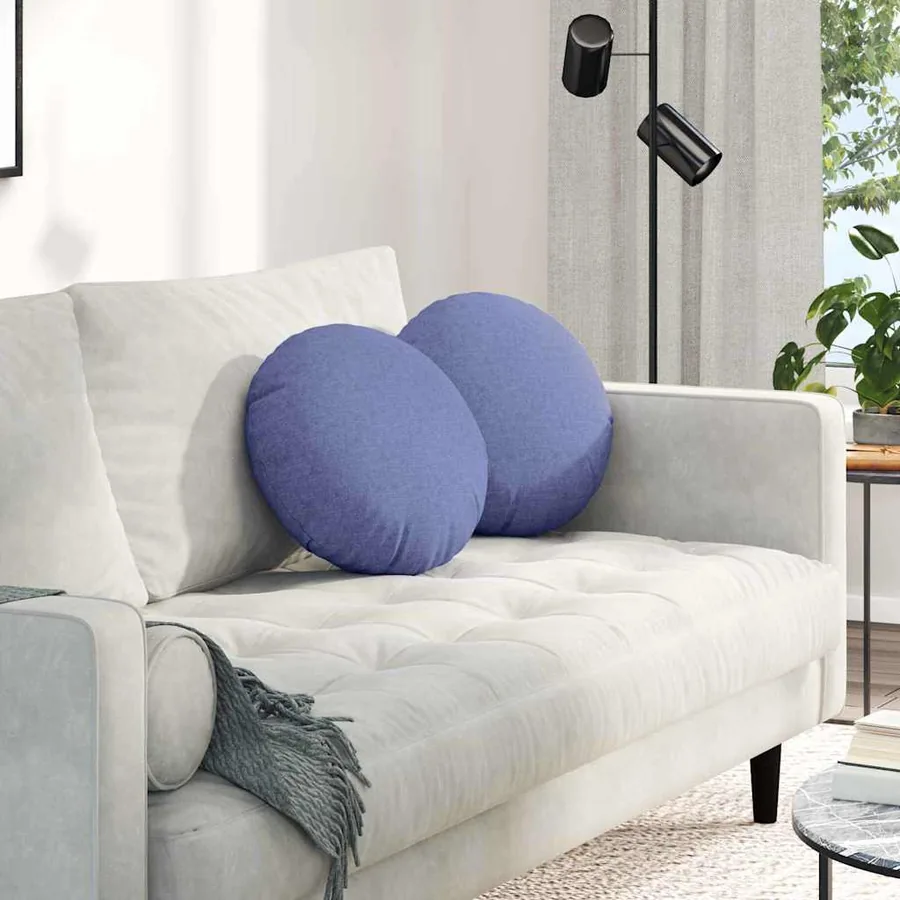 Coussins de siège 2 pcs Bleu denim Ø40 x 13 cm tissu