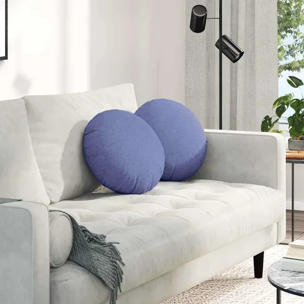 Coussins de siège 2 pcs Bleu denim Ø40 x 13 cm tissu