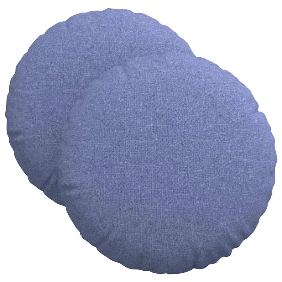 Coussins de siège 2 pcs Bleu denim Ø40 x 13 cm tissu - 2
