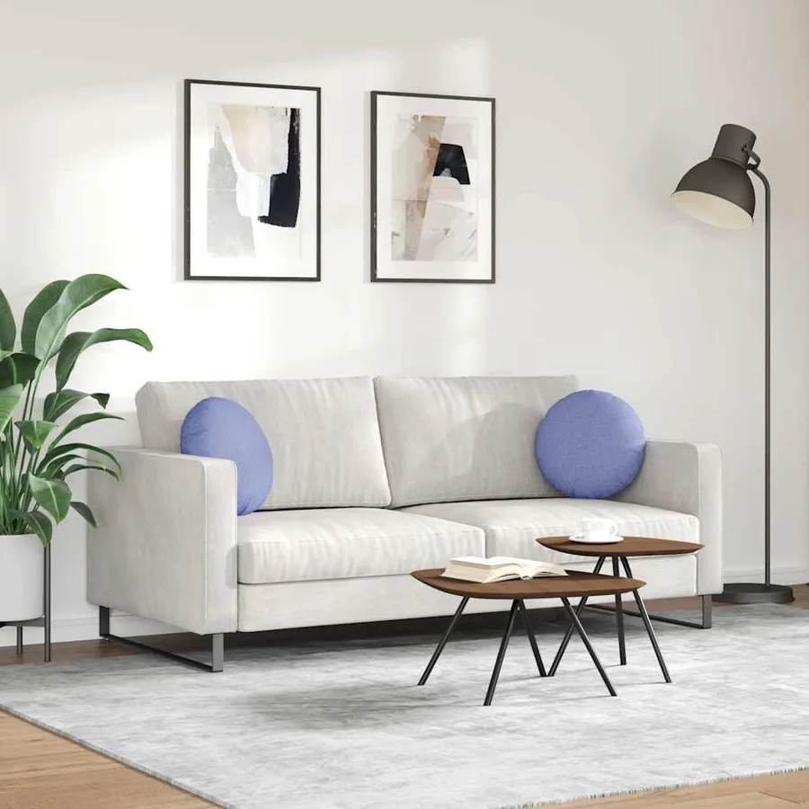 Coussins de siège 2 pcs Bleu denim Ø40 x 13 cm tissu - 4