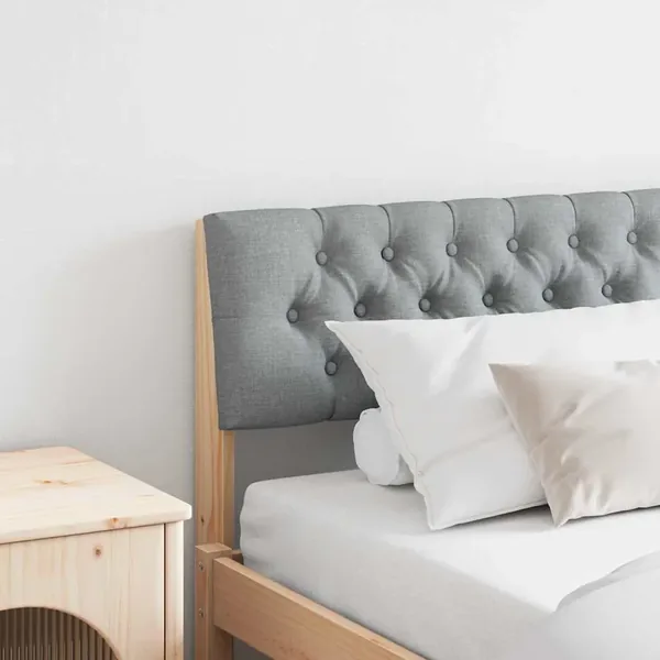 Tête de lit capitonnée Gris clair 200 cm Pin massif