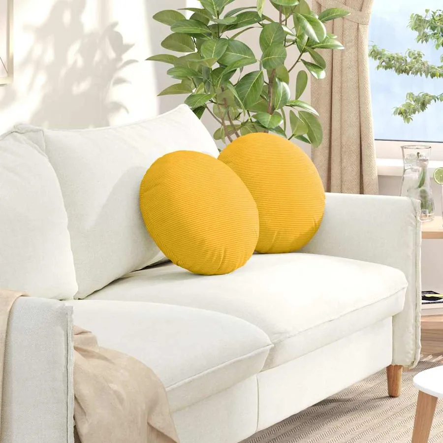 Coussins de siège 2 pcs Jaune clair Ø 40 cm
