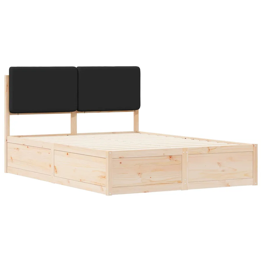 Cadre de lit avec tête de lit rembourrée Noir 135 x 190 cm - 4