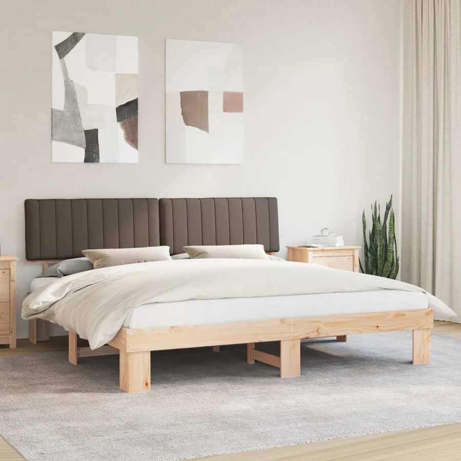 Cadre de lit avec tête de lit rembourrée Taupe 200 x 200 cm
