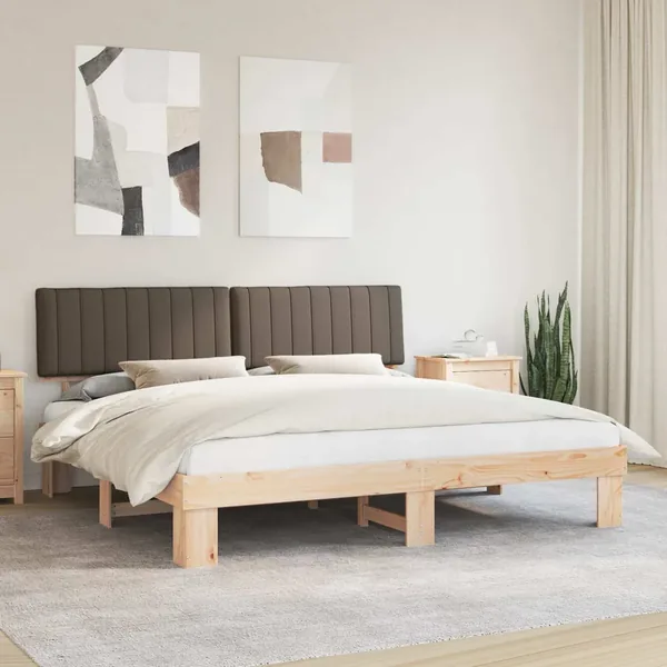 Cadre de lit avec tête de lit rembourrée Taupe 200 x 200 cm