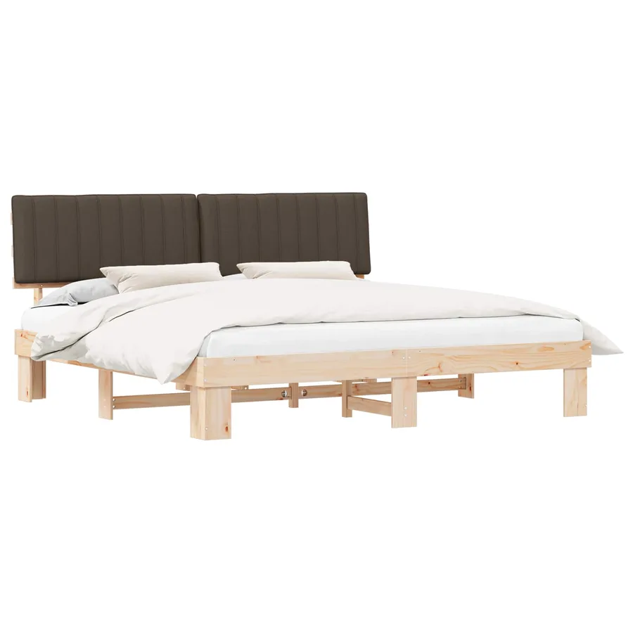 Cadre de lit avec tête de lit rembourrée Taupe 200 x 200 cm - 2